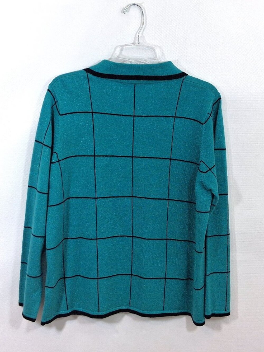 Vintage Sweater Set Allison Daley Petite Top Cardigan Sweater Teal Metallic PL - Picture 9 of 11